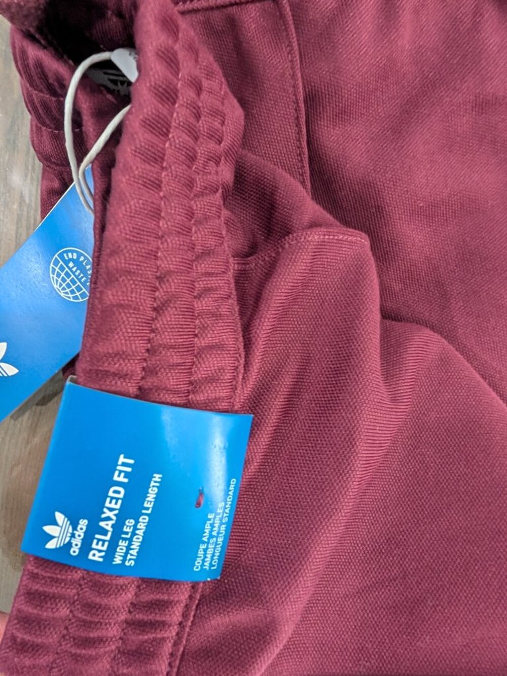 NWT UK Import adidas Originals Relaxed Fit Wide Leg Track Pants Burgundy M - Picture 4 of 9